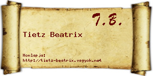 Tietz Beatrix névjegykártya